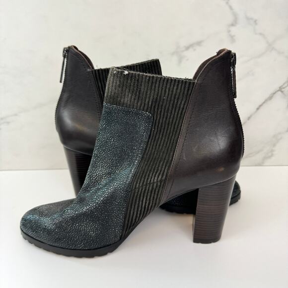 Donald J Pliner Womens Hudson Heeled Boot Size 9.5 Leather Mixed Media Brown - Picture 3 of 11